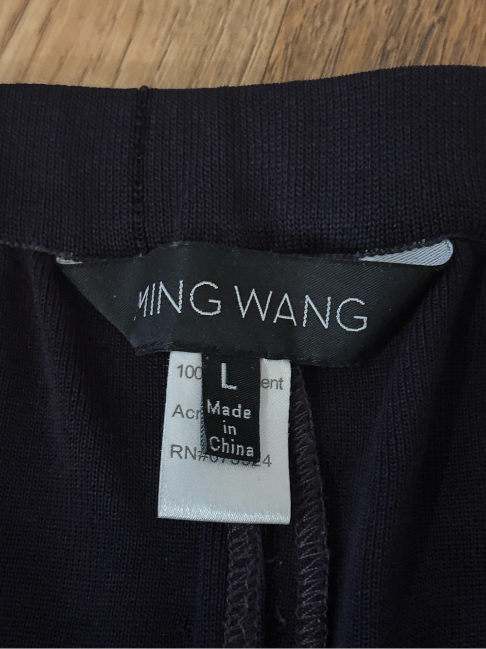 Ming Wang Women’s Size Large Stretchy Solid Dark Navy Blue Knit Pants - Picture 4 of 7
